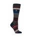 Ladies Ultra Lite Thin Thermal Winter Ski Socks with Stripes-1