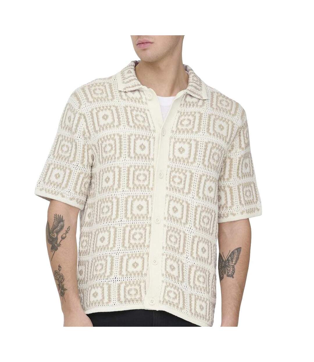 Chemise à maille ecru homme only & sons bart rlx 5 ss-1