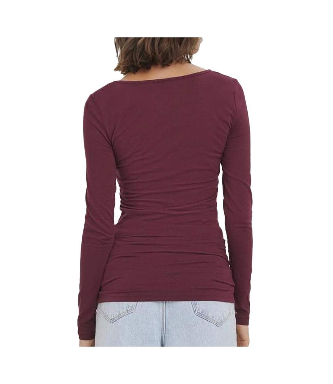 T-shirt prune femme vero moda maxi my ls soft - l-2