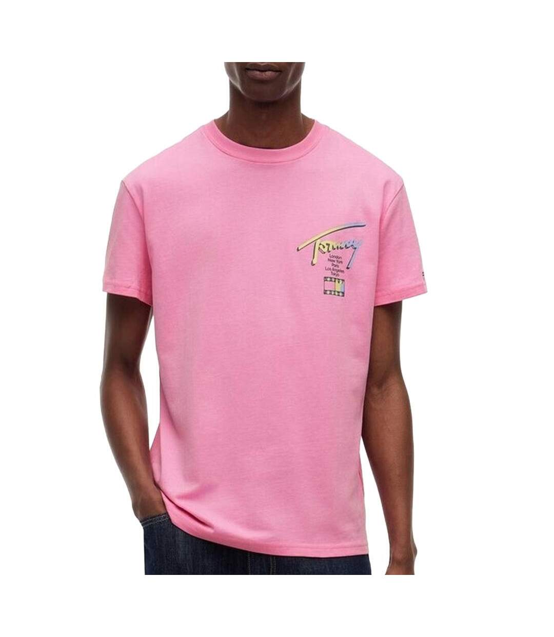 T-Shirt rose homme tommy hilfiger city sign-1