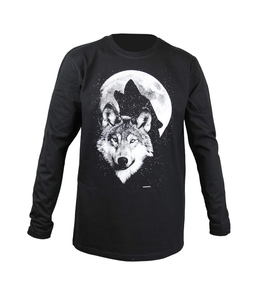 T-shirt homme manches longues - Moto loup 19955 - noir-2