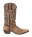 Womens/ladies dream catcher distressed full grain leather cowboy boots brown Durango-4