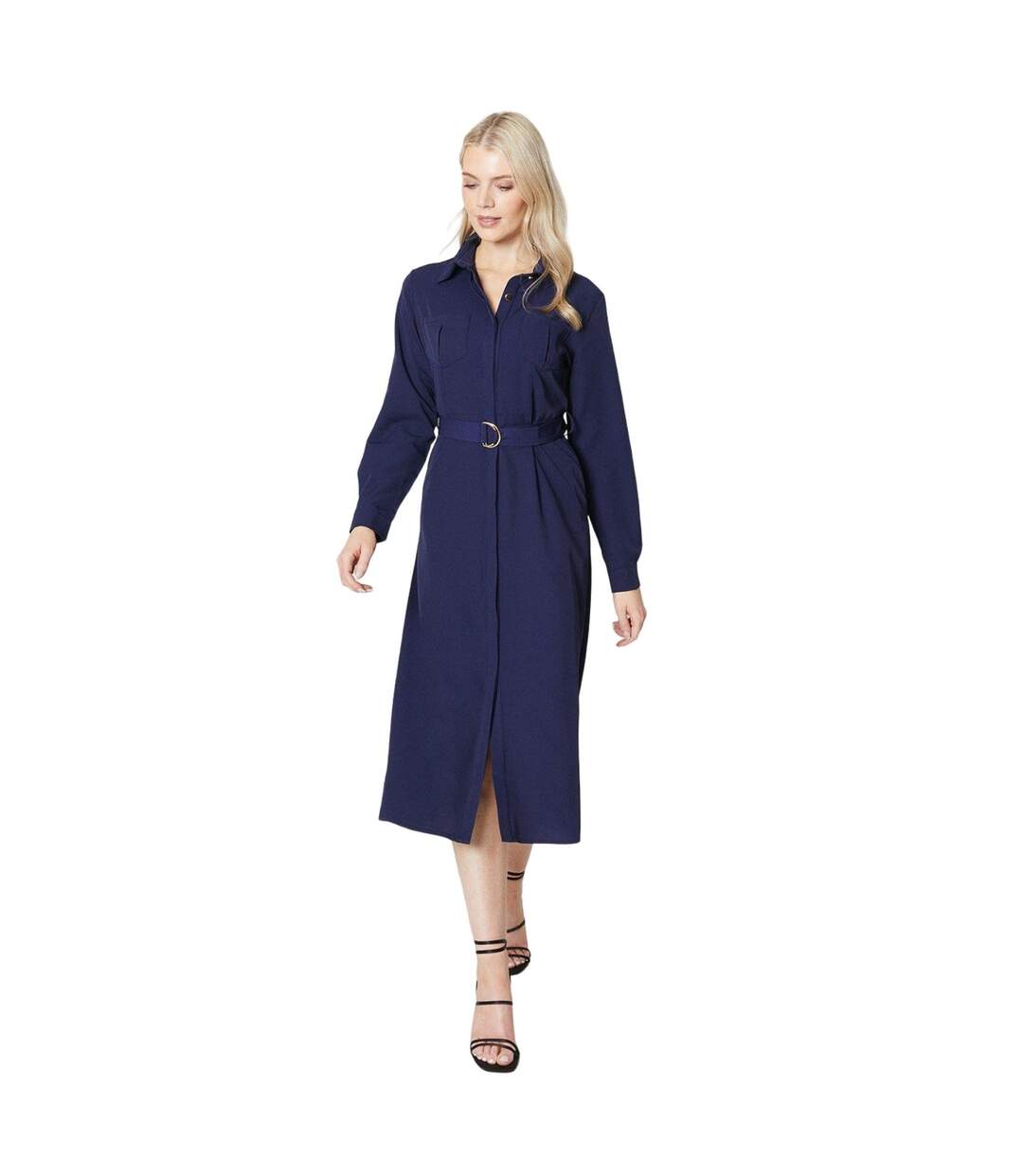 Robe mi-longue utility femme bleu marine Principles-1