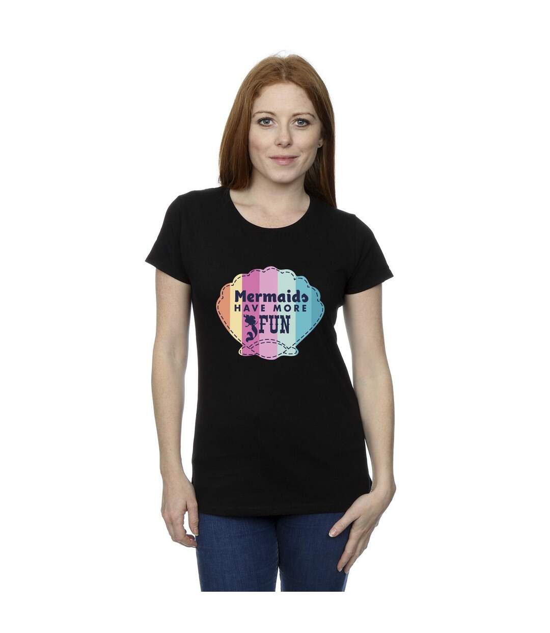 Disney T-shirt en coton amusant La petite sirène Femme/Femme (Noir) - UTBI26355-2