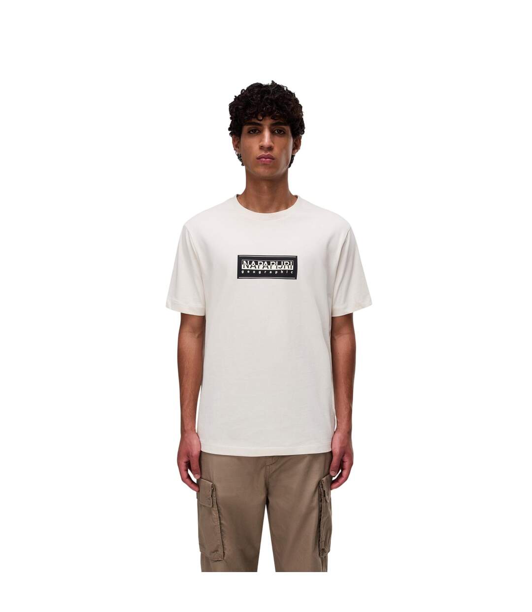 T-shirt Motif/style Logo Rectangulaire Homme Beige Napapijri-1