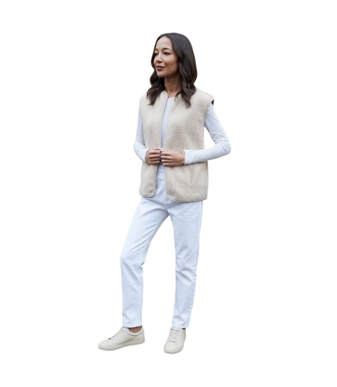 Womens/ladies Niya Borg Lightweight Gilet Ecru Threadbare-1
