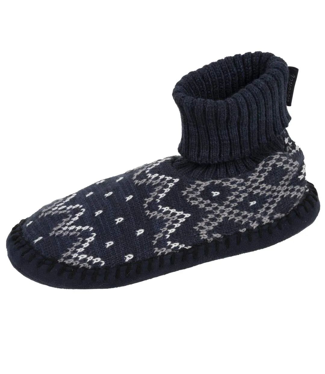 Isotoner Chaussettes d'intérieur homme maille jacquard, picots antidérapants-1