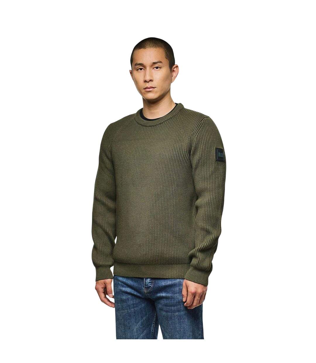Mens Morello Rib Knit Jumper Green Weekend Offender-4