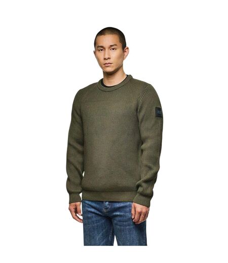 Mens Morello Rib Knit Jumper Green Weekend Offender