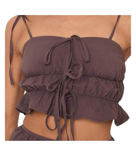 Haut Court Motif/style Ruché Femme Marron I Saw It First