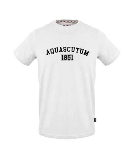 Mens Logo Crew Neck Regular T-shirt White Aquascutum