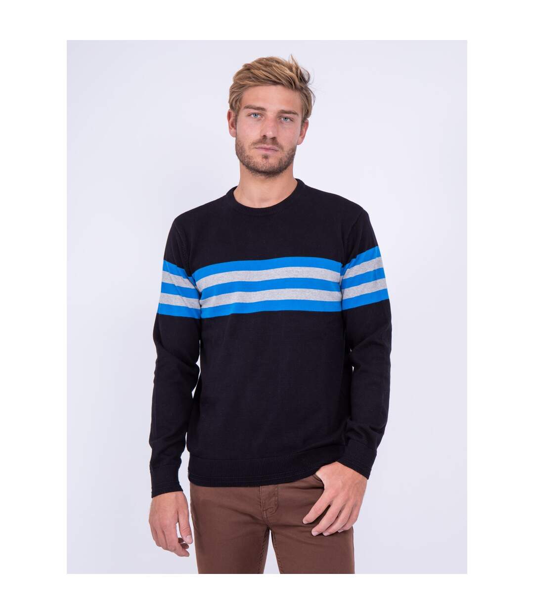 Pull col rond pur coton LIMOGE-1