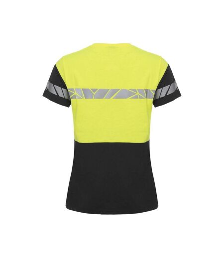 Womens/ladies Progression Hi-vis T-shirt Black Yellow Projob