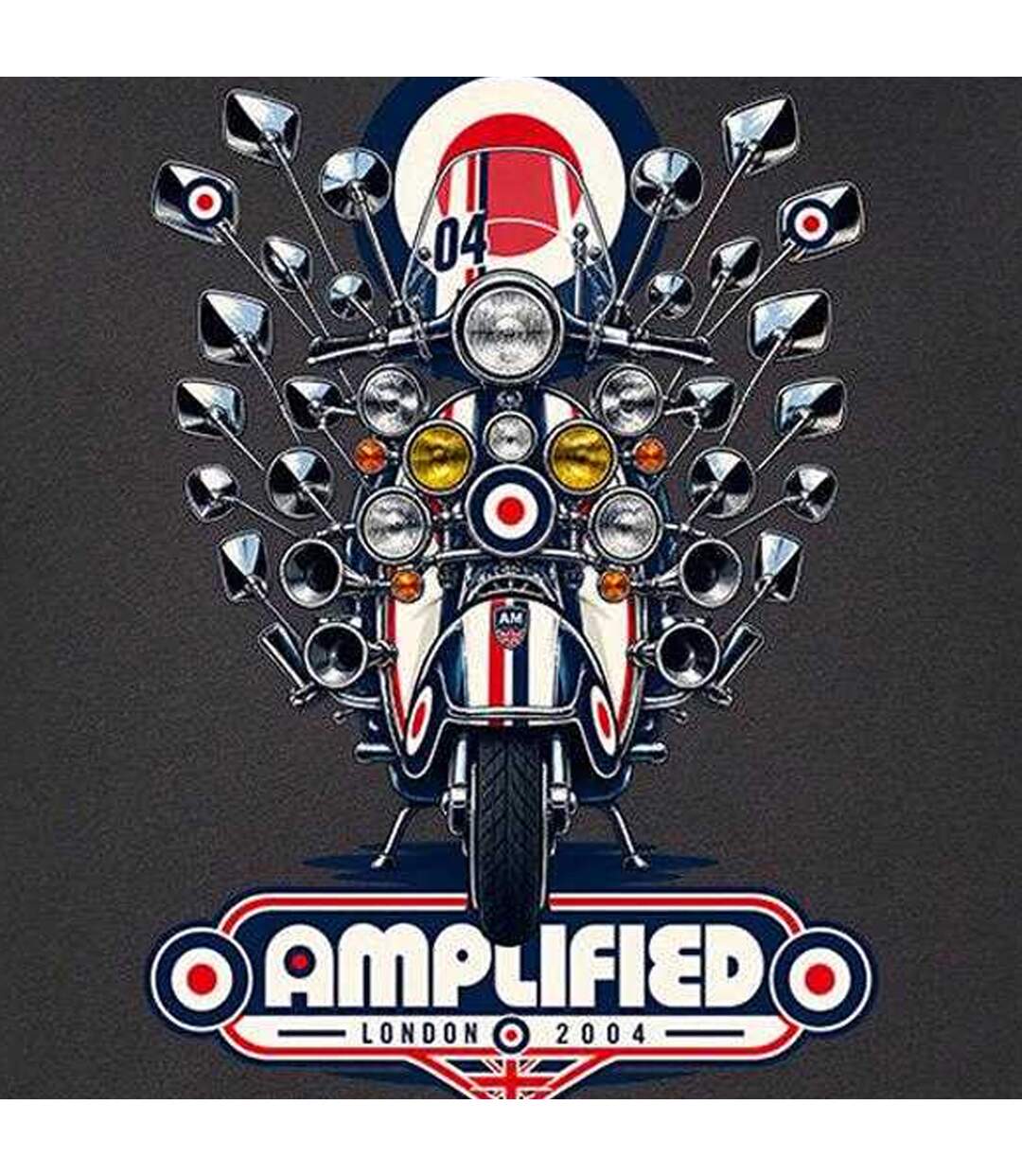 Unisex Adult Scooter Mod Target T-shirt Charcoal Amplified-3