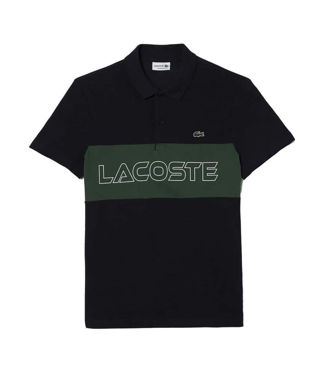 Polo noir/vert homme lacoste ph1470-1
