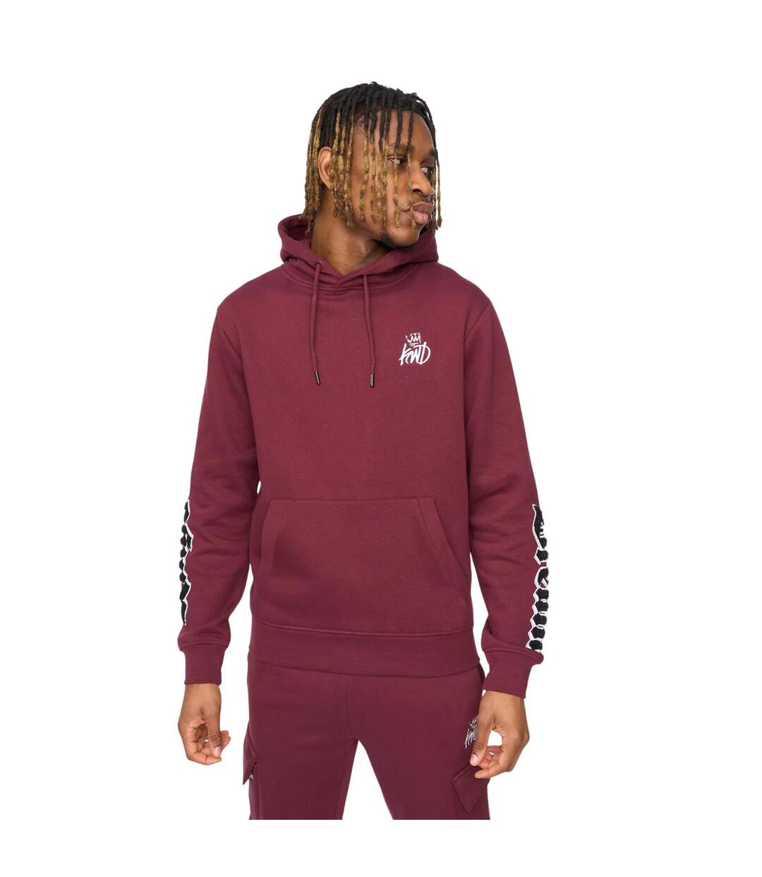 Mens Sleevely Fleece Hoodie Burgundy Kings Will Dream-2