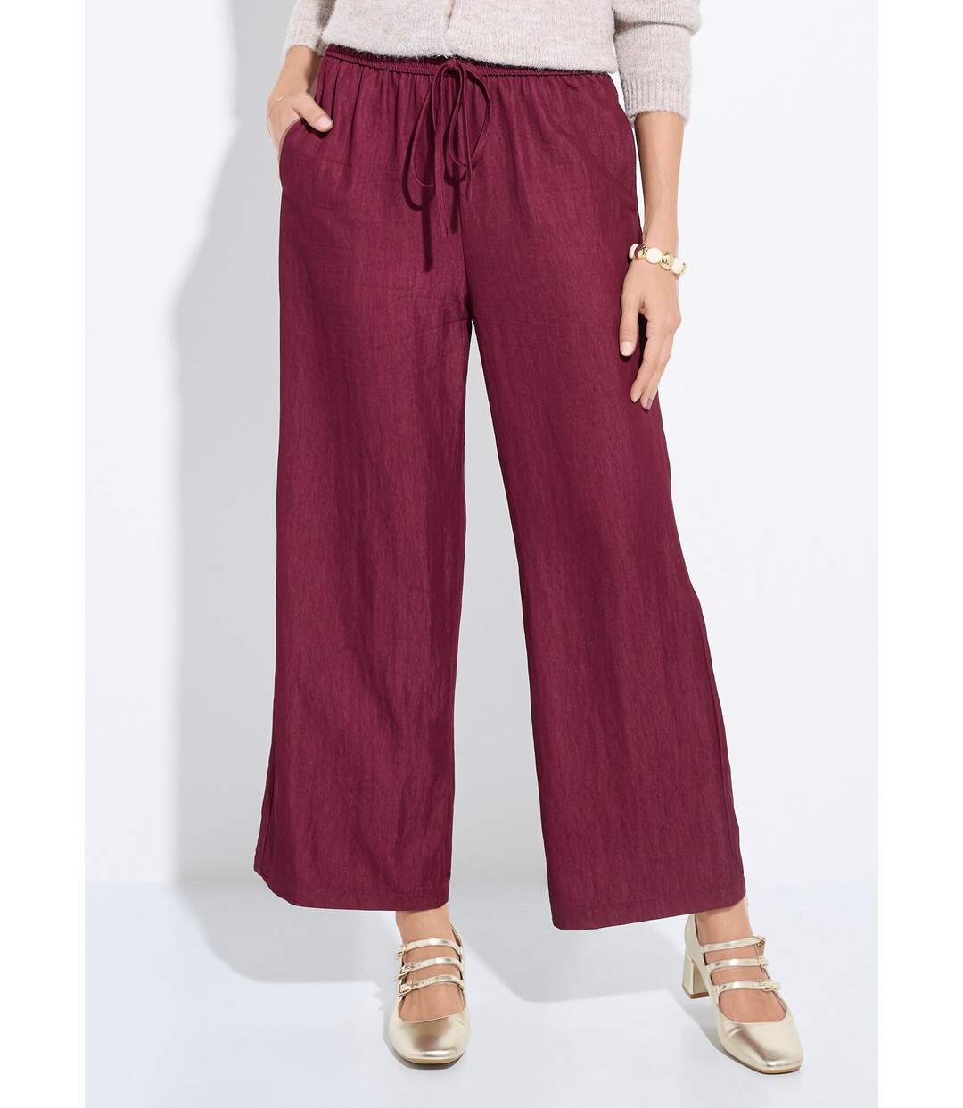 Pantalon fluide élastiqué twill uni-1