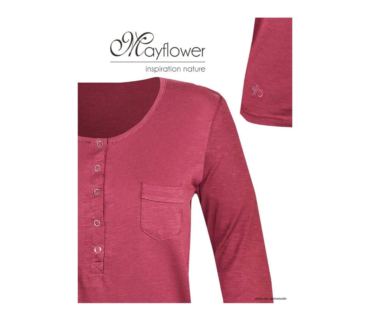 Tee-shirt MAYFLOWER CLOE1B manches longues : confort coton flammé et style authentique-4
