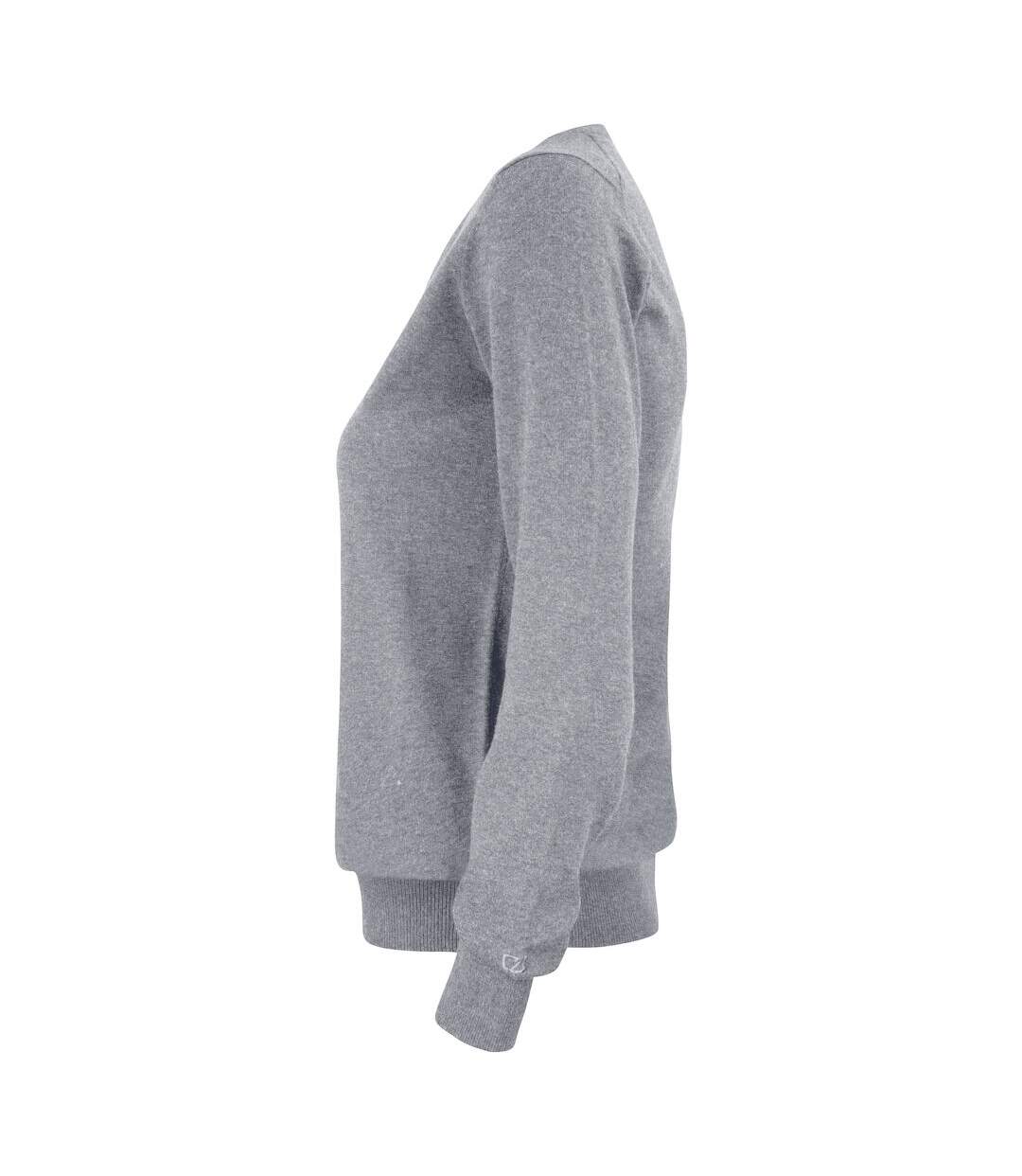 Womens/ladies oakville v neck sweatshirt grey melange Cutter & Buck-3