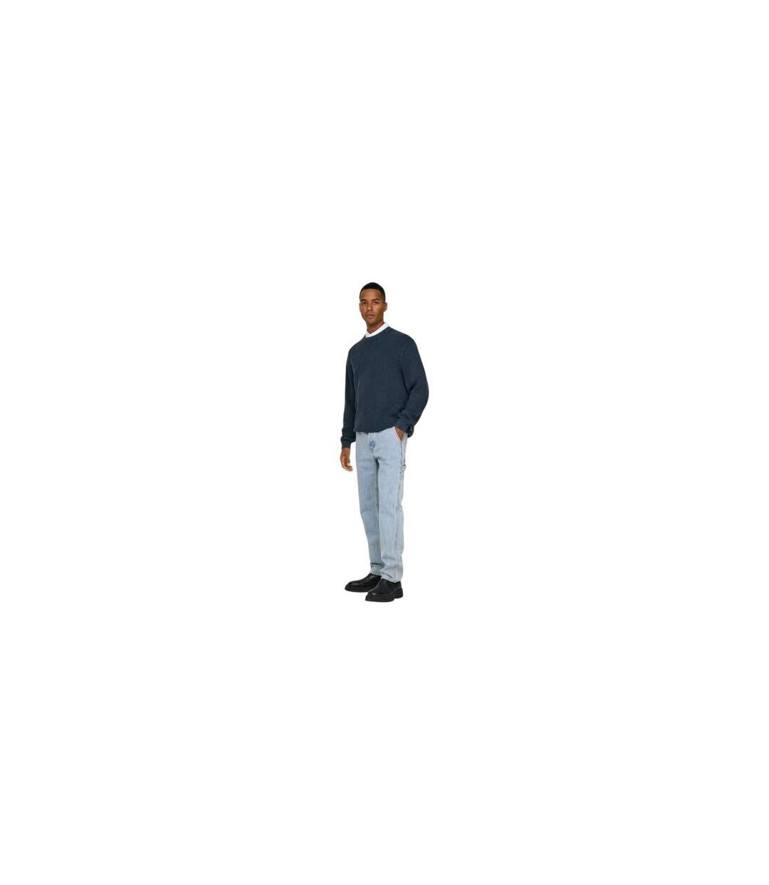 Mens Denim Carpenter Relaxed Fit Jeans Light Denim Blue Only-1
