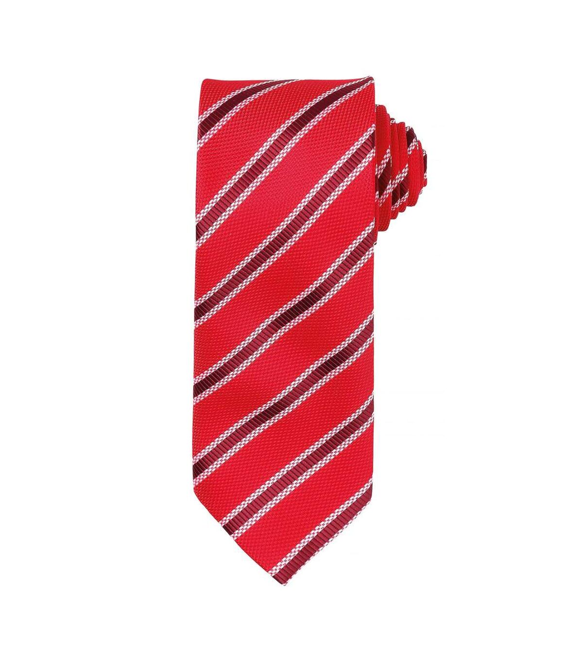 Premier Mens Waffle Stripe Formal Business Tie (Pack of 2) (Red/ Burgundy) (One Size)
