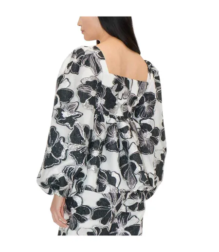 Blouse Manches Longues Femme Bleu Clair Noir Jaune Or Stine Goya
