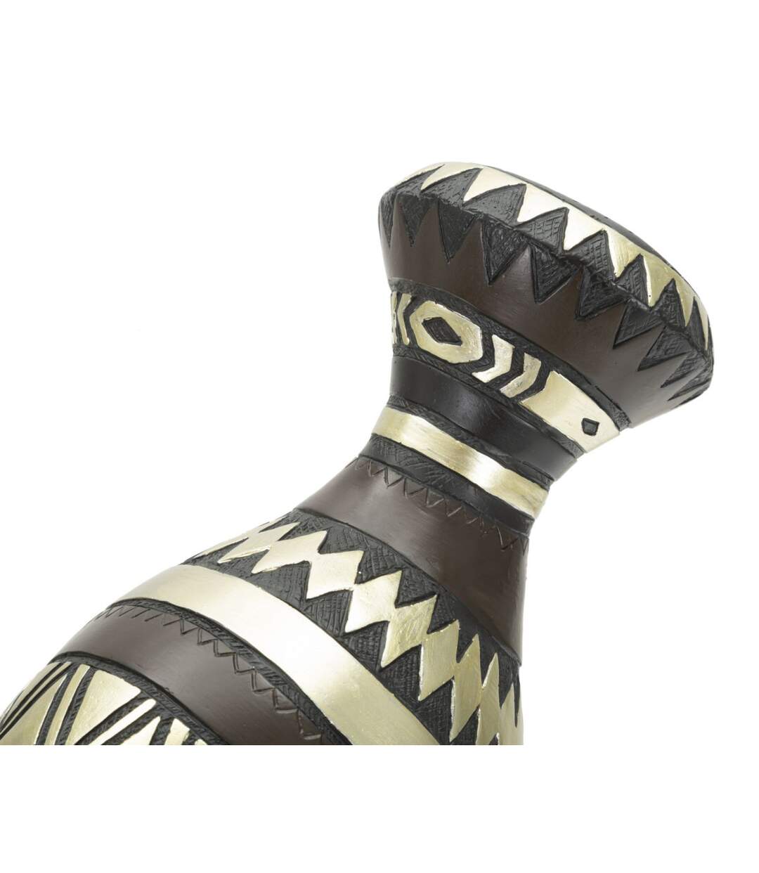 Statuette Tête Femme Tribu Massai 38cm Noir-5