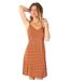 Robe courte fines bretelles BEA motif ethnique camel Coton Du Monde