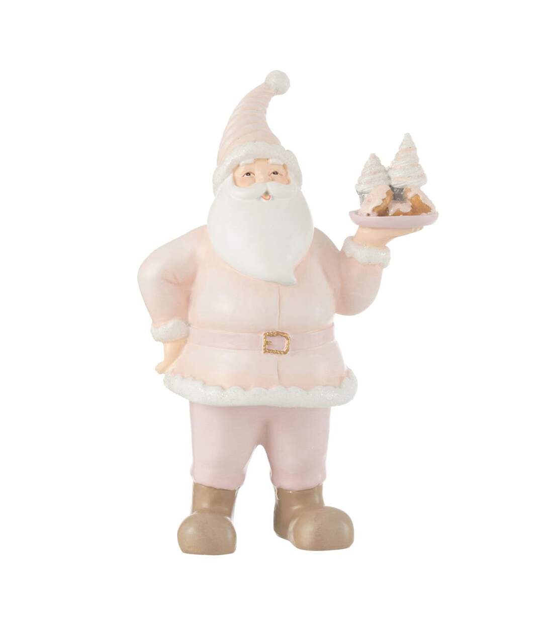 Père Noël Déco en Résine Pâtisserie 24cm Rose-1