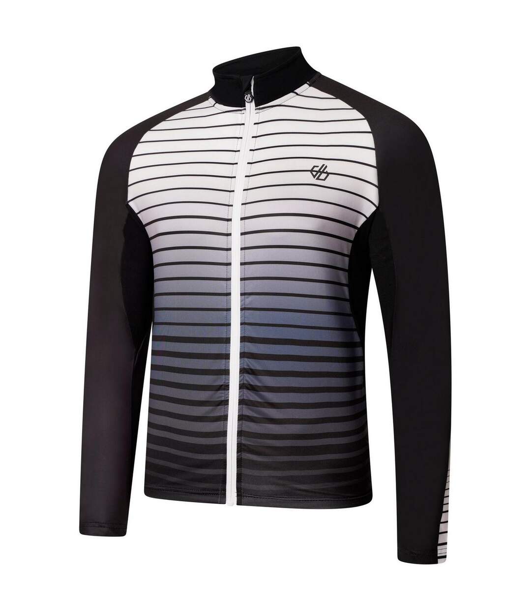 Mens Horizontal Stripe Mock Neck Slim Athletic Track Top Black Dare 2B-3