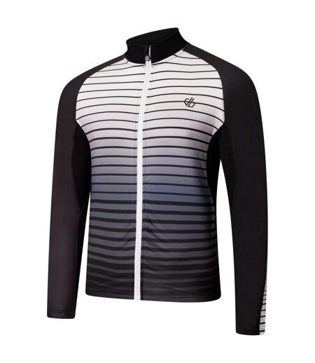 Mens Horizontal Stripe Mock Neck Slim Athletic Track Top Black Dare 2B