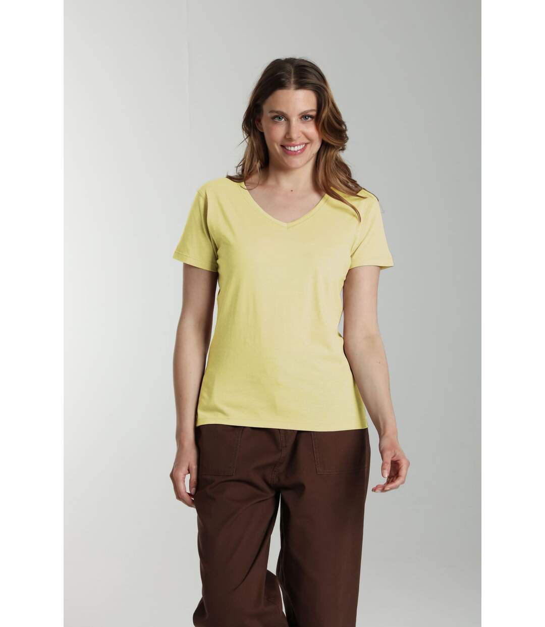 Tee shirt col v manches courtes femme Maddy Popcorn| Gerard Pasquier-1