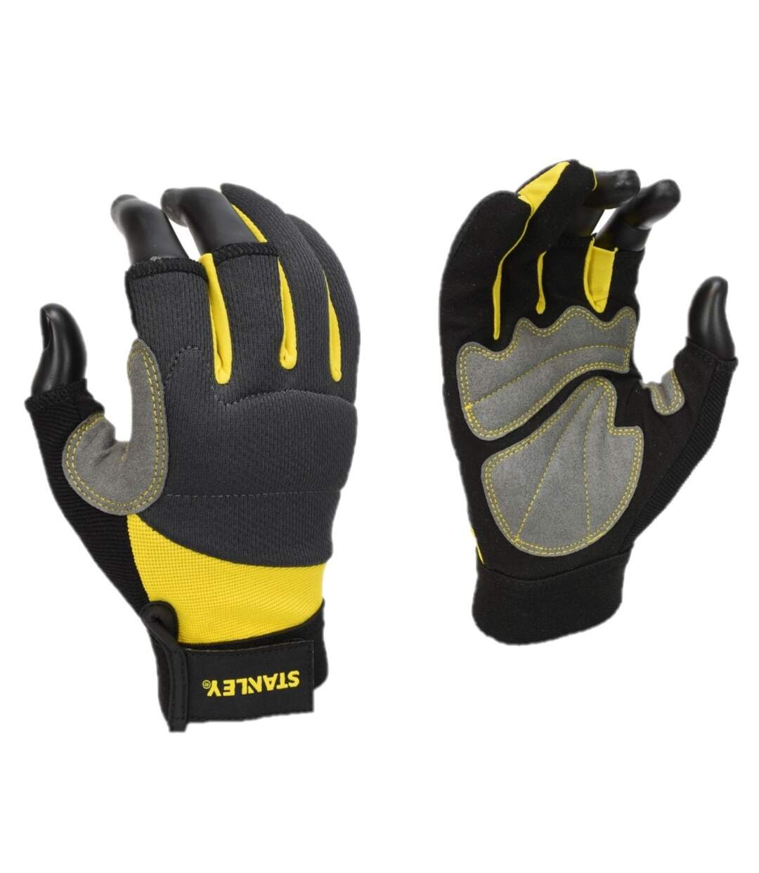 Unisex adult framer 3 finger safety gloves l grey/black/yellow Stanley