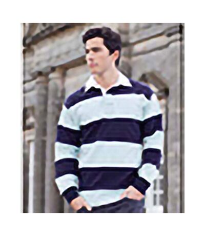 Polo De Rugby Hommes Bleu Clair Bleu Marine Front Row