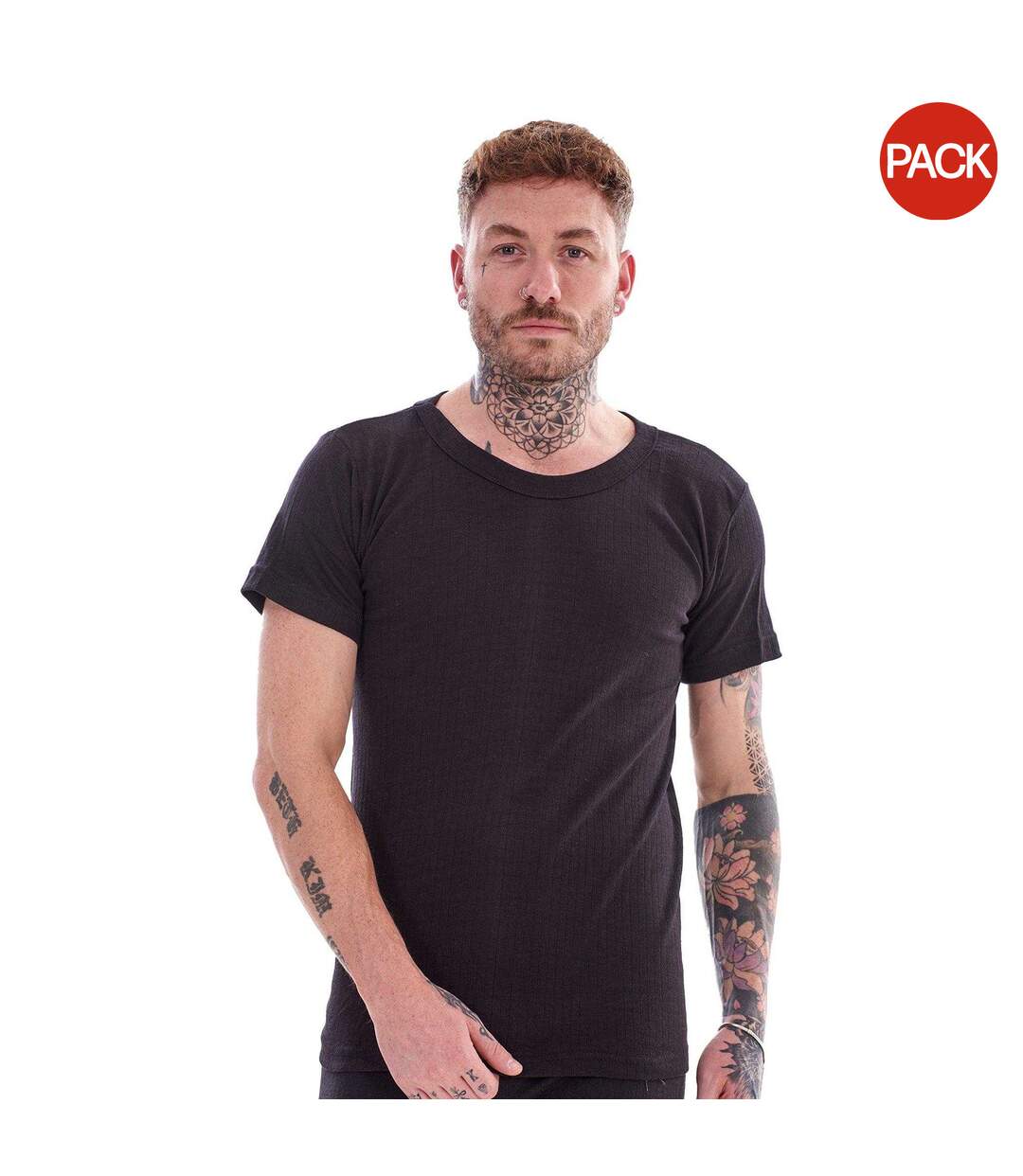 Pack Of 3  Mens Thermal V Neck Short-sleeved Base Layer Top  Black Heatforce-1