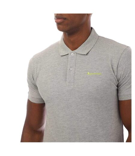 Polo Manches Courtes Homme Gris Clair Chiné Aquascutum