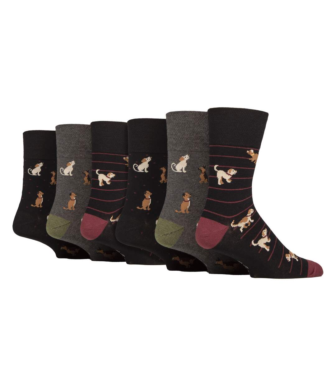 6 Pairs Mens  NON ELASTIC Cotton Rich Novelty Patterned Socks-1