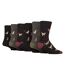 6 Pairs Mens  NON ELASTIC Cotton Rich Novelty Patterned Socks-1