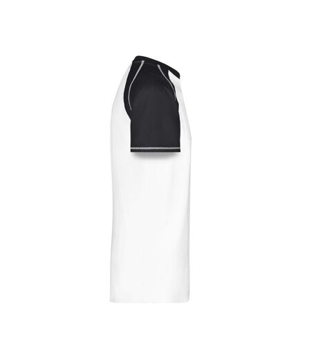 T-shirt Manches Raglan Motif/style Contrasté Homme Blanc Noir James And Nicholson