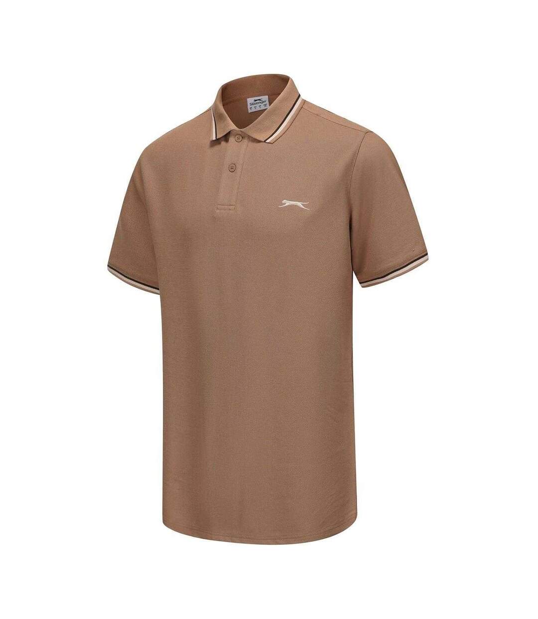Mens Contrast Tipped Polo Shirt Dark Beige Slazenger-3