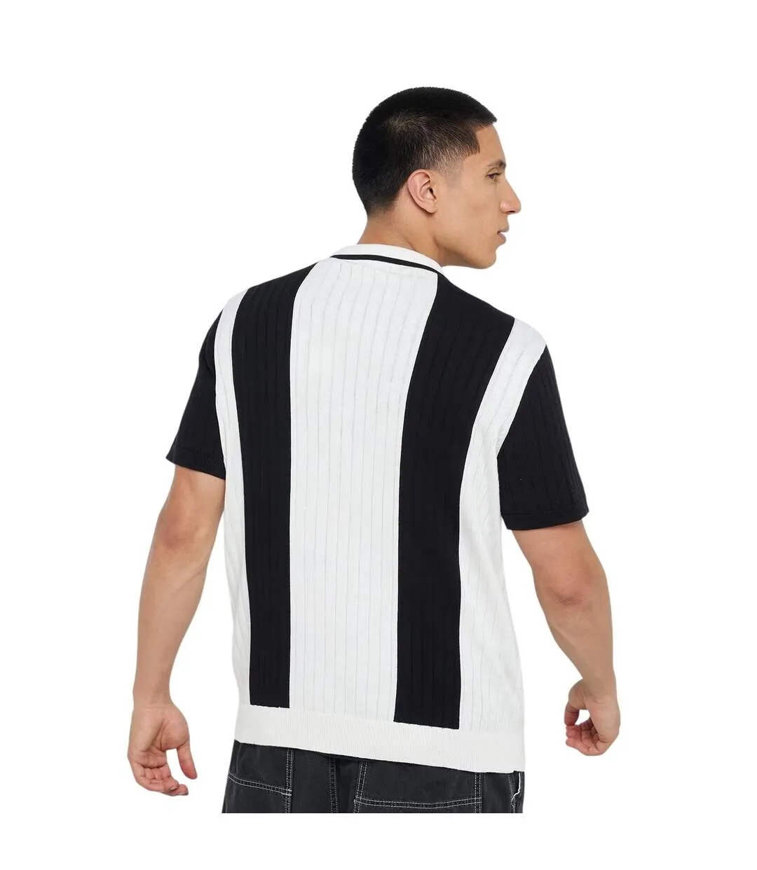 Polo Motif/style Rayé Homme Crème Noir Vif Brave Soul-3