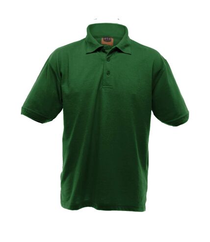 UCC 50/50 Mens Heavyweight Plain Pique Short Sleeve Polo Shirt (Bottle Green) - UTBC1195