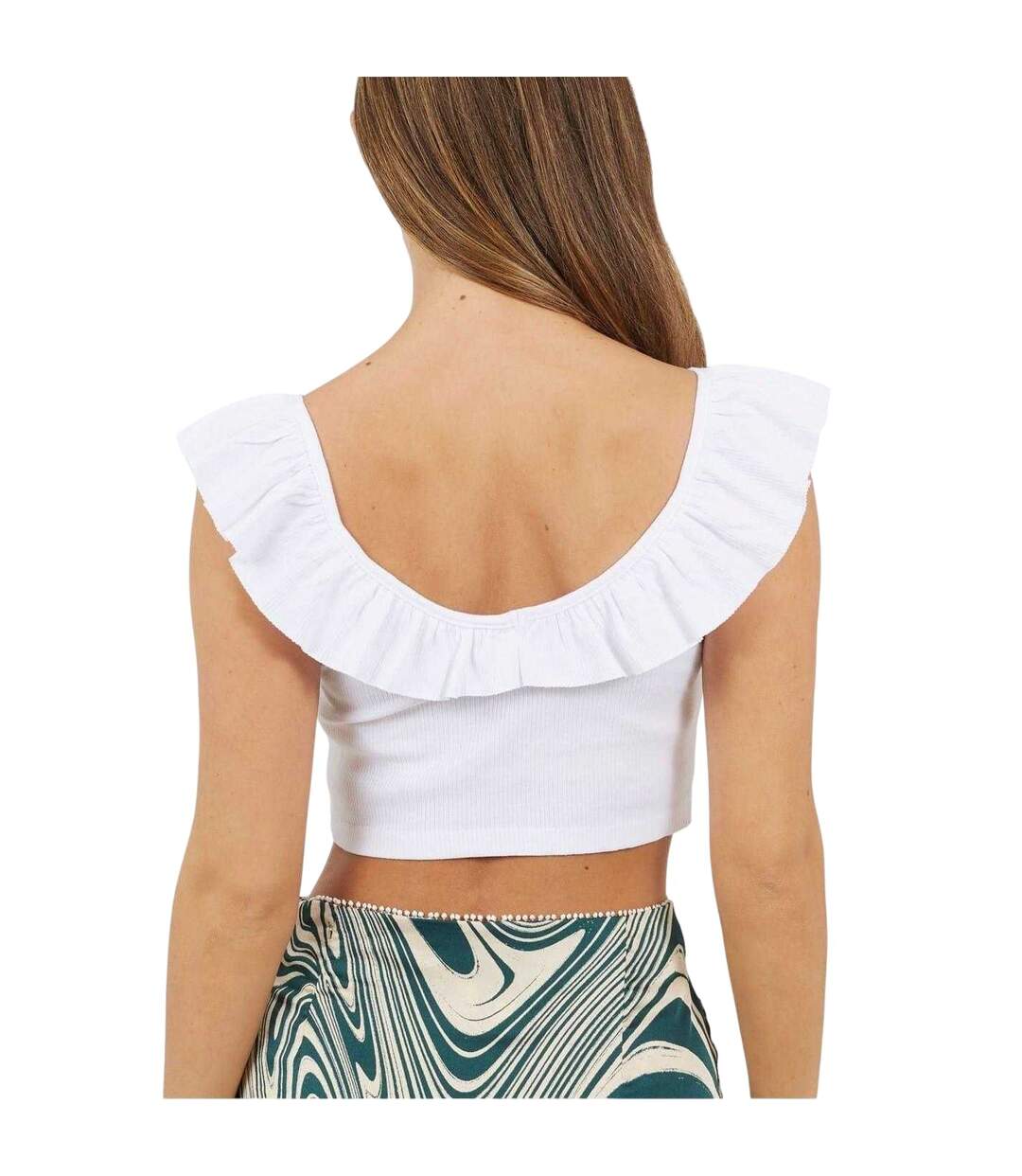 Womens/ladies Frill Cropped Vest Top White Brave Soul-3