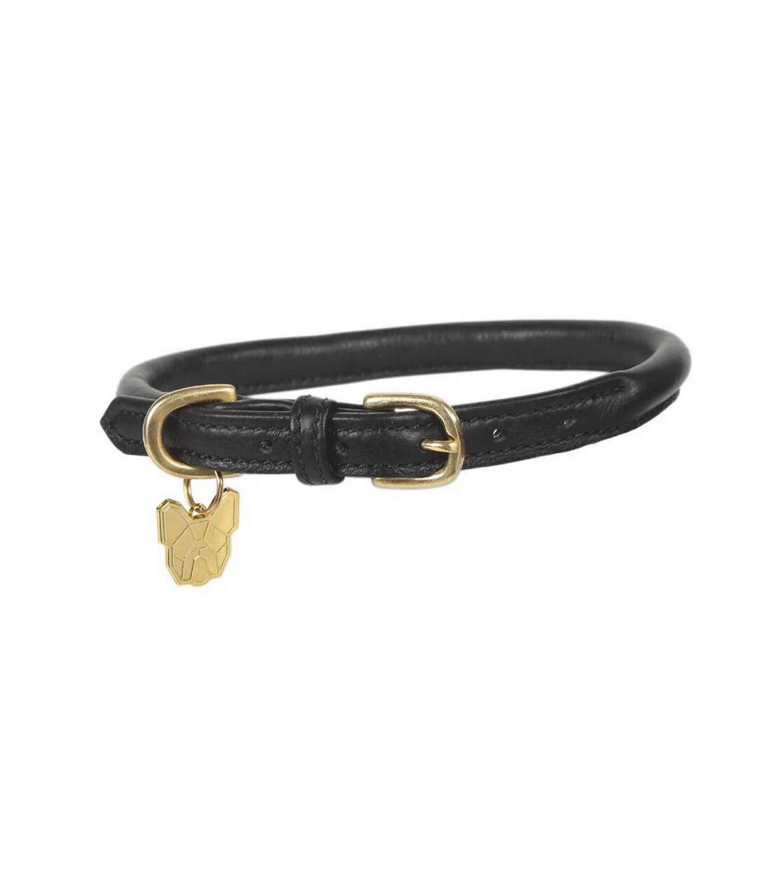 Rolled leather buckle dog collar xxl neckline: 65cm-70cm black Digby & Fox-1