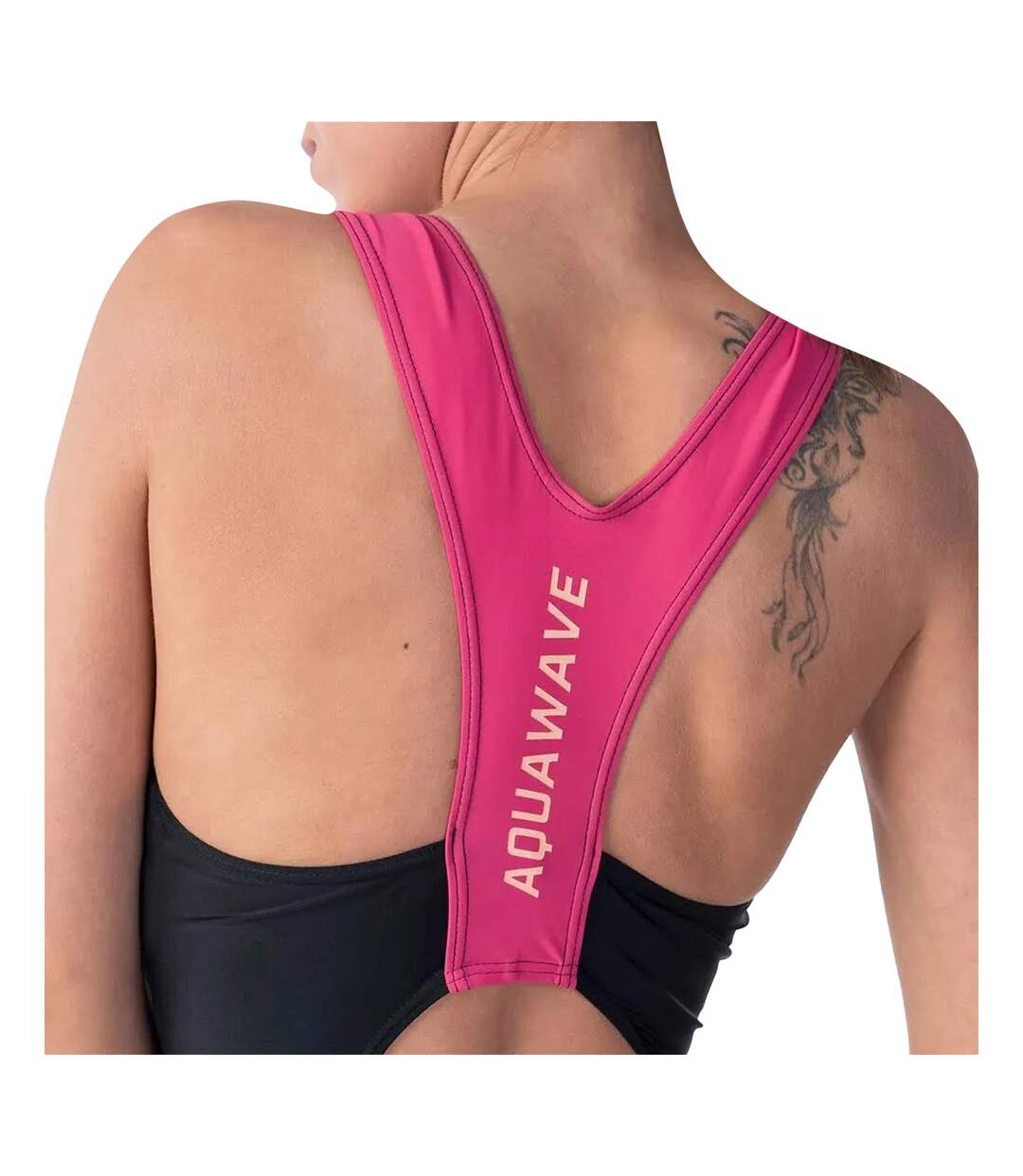Maillot De Bain 1 Pièce Asma Femme Noir Framboise Vif Aquawave-4