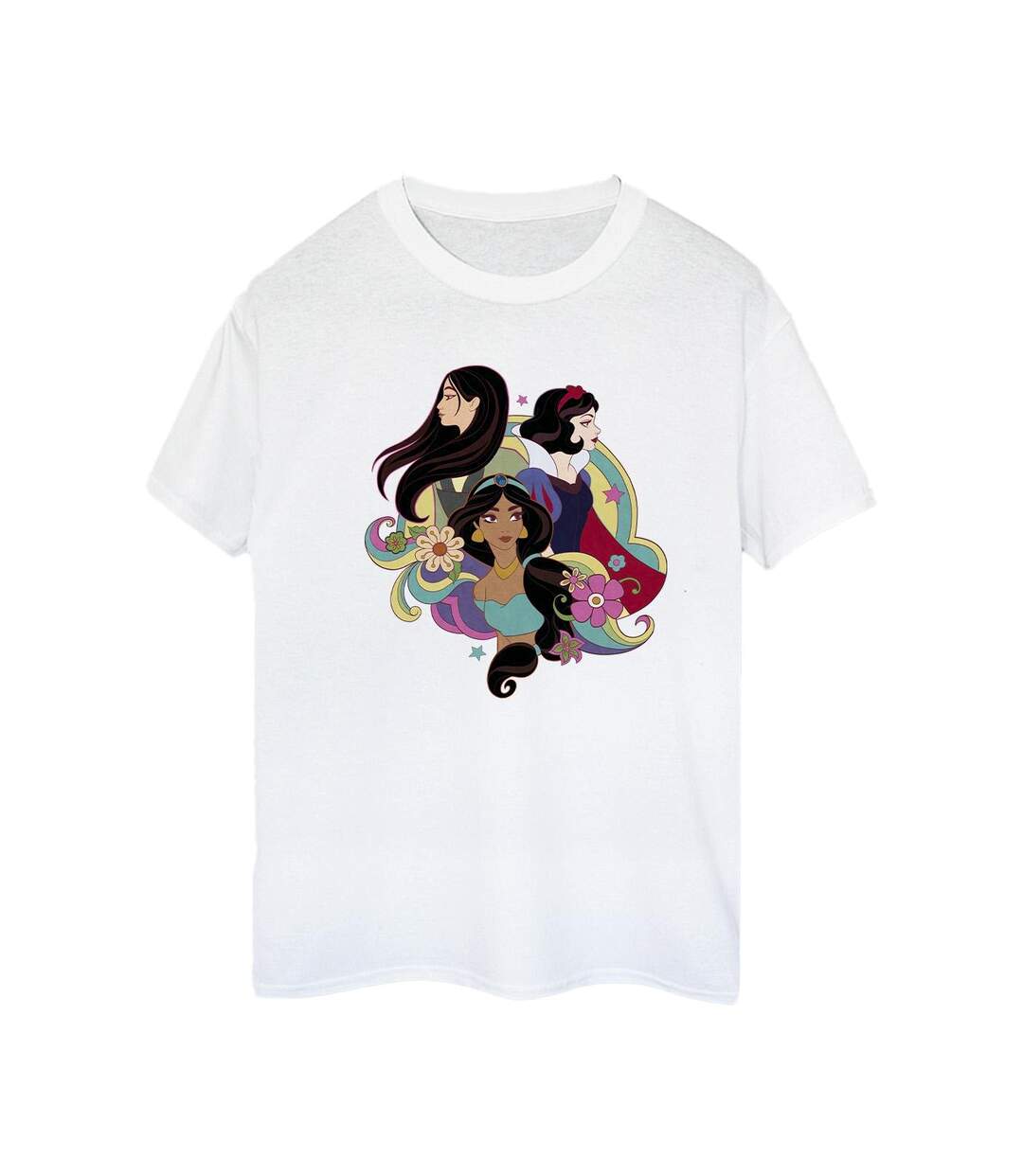 Disney Femmes/Les femmes Princesse Mulan Jasmine Blanche-Neige T-Shirt Boyfriend en coton (Blanc) - UTBI42966-1