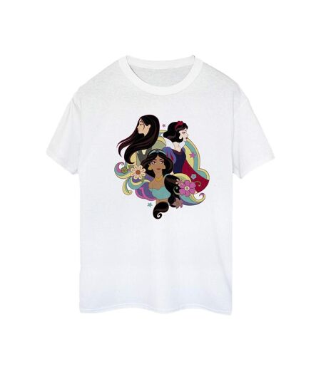 Disney Femmes/Les femmes Princesse Mulan Jasmine Blanche-Neige T-Shirt Boyfriend en coton (Blanc) - UTBI42966