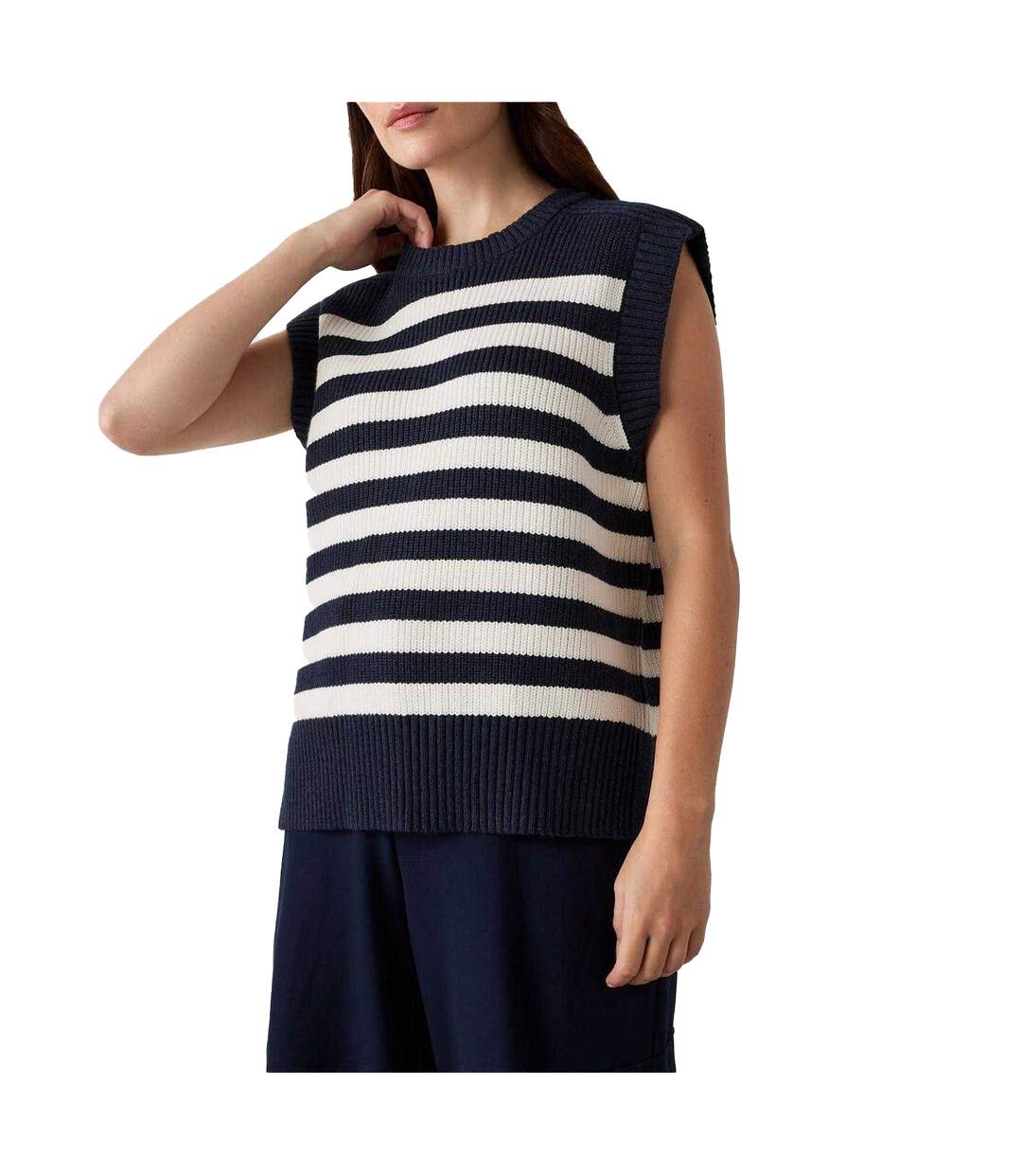 Veste Sans Manches Sans Manches Motif/style Rayures Horizontales Lexi Femme Bleu Marine Finery-3