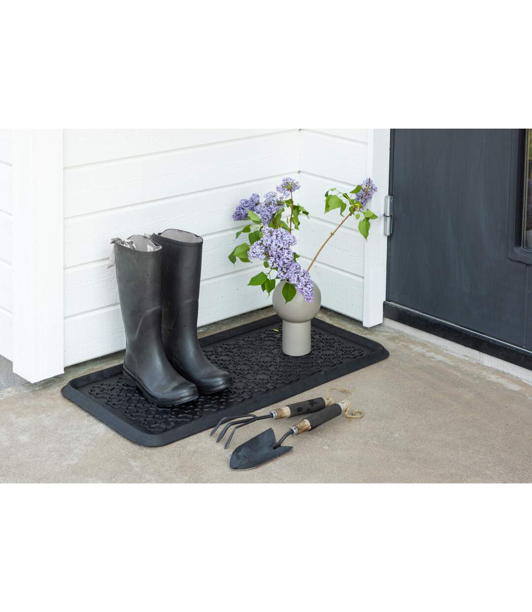 Paillasson en Caoutchouc Gunnar 45x75cm Noir-4