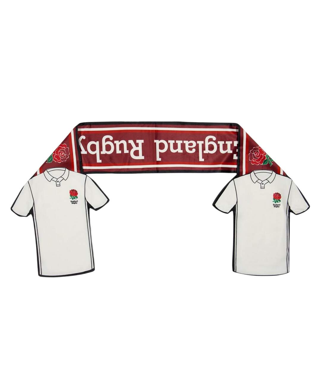 Lettering Logo Scarf One Size White Red England Rugby-2